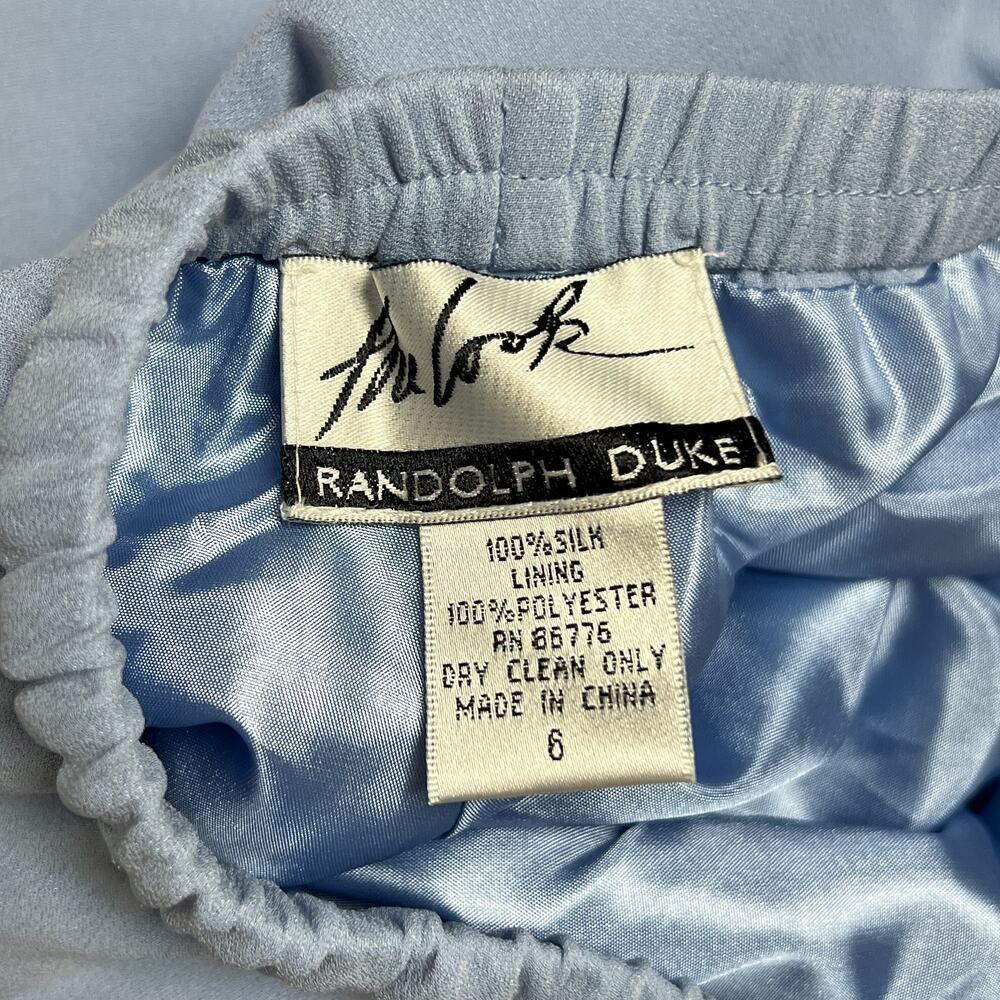 vintage dusty blue silk high waisted drawstring straight leg cropped pants - Picture 6 of 6